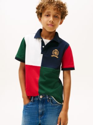 Kids' Colorblock Crest Logo Polo, Navy