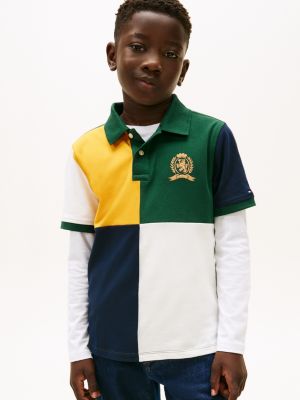 Kids' Colorblock Crest Logo Polo, Ornamental Green