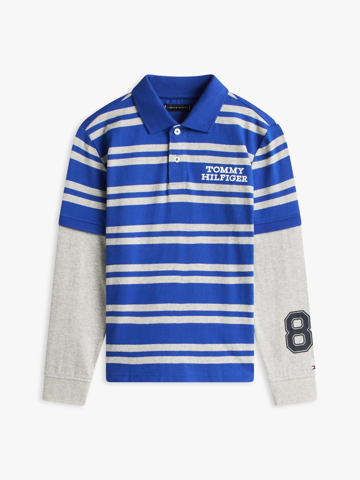 Kids' Logo Stripe Layered-Look Polo — Wedge Blue
