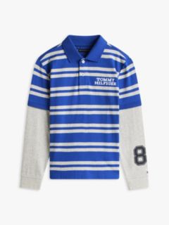 Kids' Logo Stripe Layered-Look Polo — Wedge Blue 5
