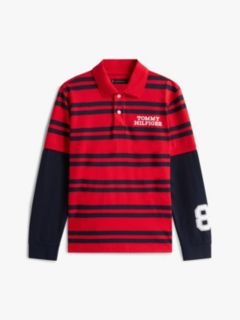 Kids' Logo Stripe Layered-Look Polo — Deep Crimson 5
