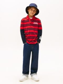 Kids' Logo Stripe Layered-Look Polo — Deep Crimson 3