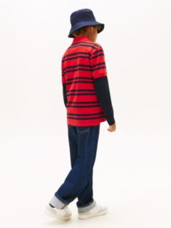 Kids' Logo Stripe Layered-Look Polo — Deep Crimson 4