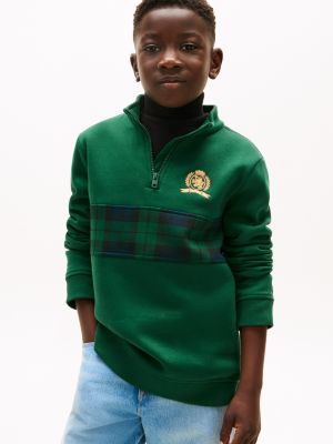Kids' Black Watch Quarter-Zip Sweatshirt, Ornamental Green
