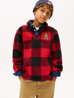 Kids' Buffalo Quarter-Zip Sweatshirt, Primary Red