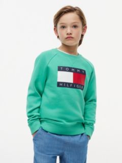 Kids' Tommy Flag Logo Raglan Sweatshirt — Aloha Green 1
