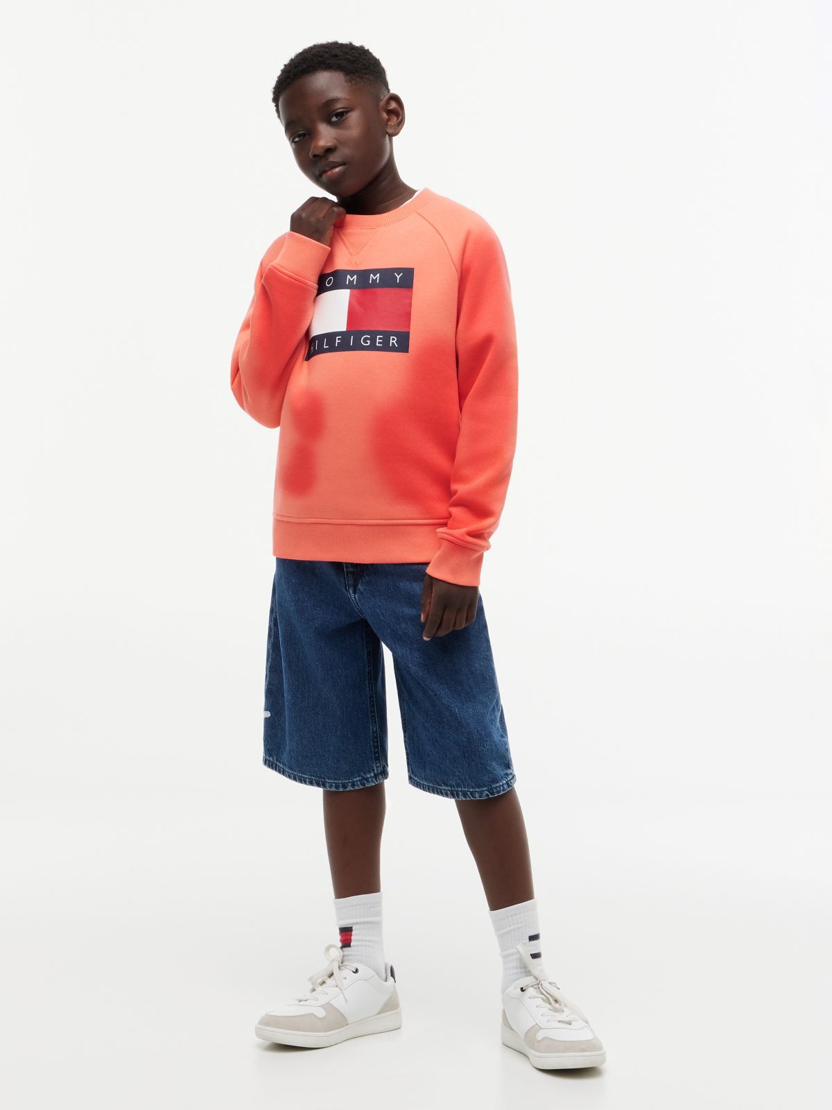 Kids' Tommy Flag Logo Raglan Sweatshirt — Island Punch