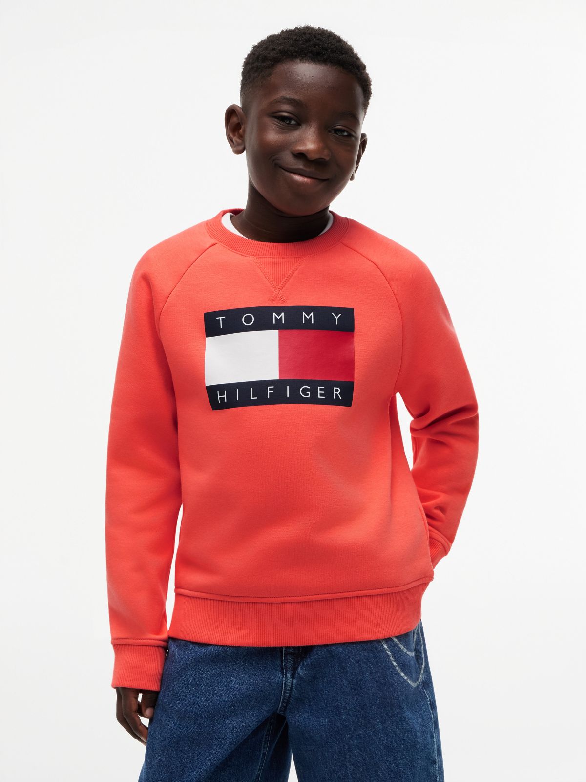 Kids' Tommy Flag Logo Raglan Sweatshirt — Island Punch