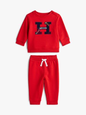 Babies' Logo Sweatshirt & Jogger Set, Deep Crimson