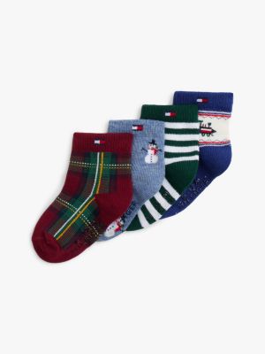 Babies' Holiday Print Sock 4-Pack, Blue Ink / Multi