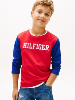 Kids' Hilfiger Colorblock T-Shirt, Primary Red