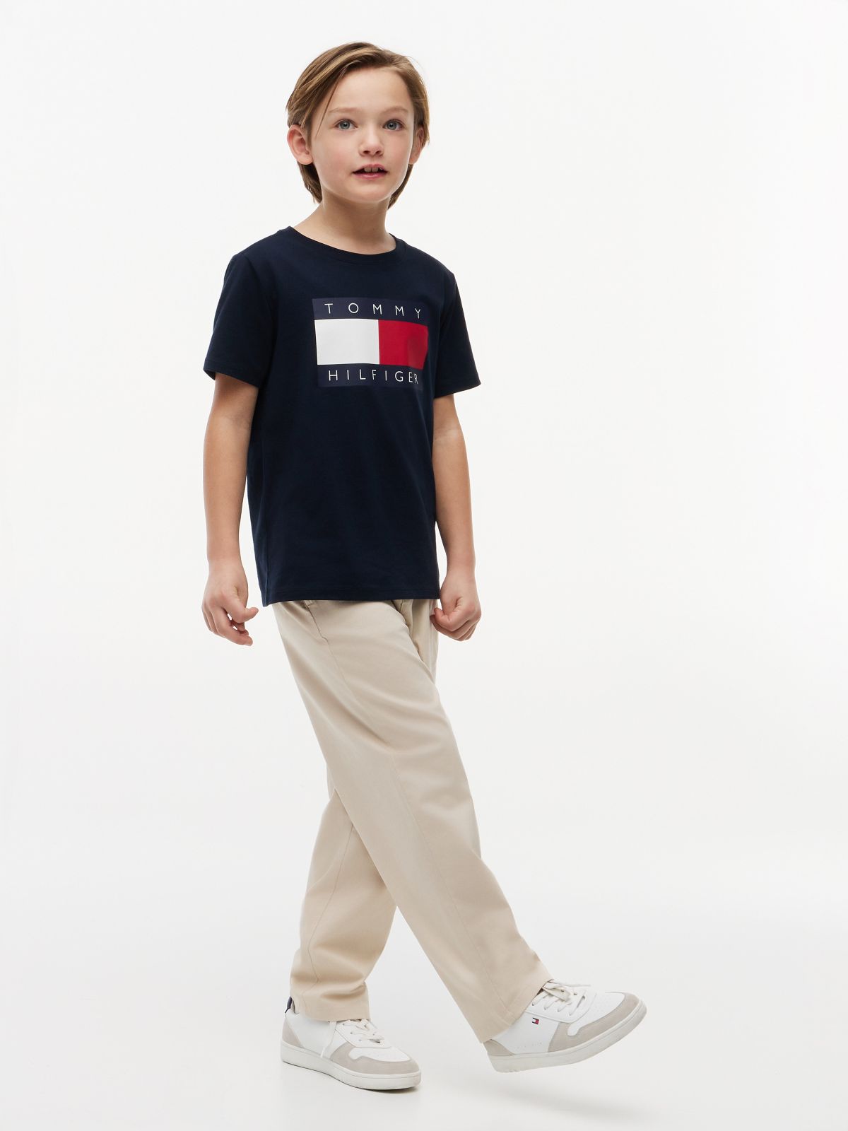 Kids' Tommy Flag Logo T-Shirt — Navy Blue