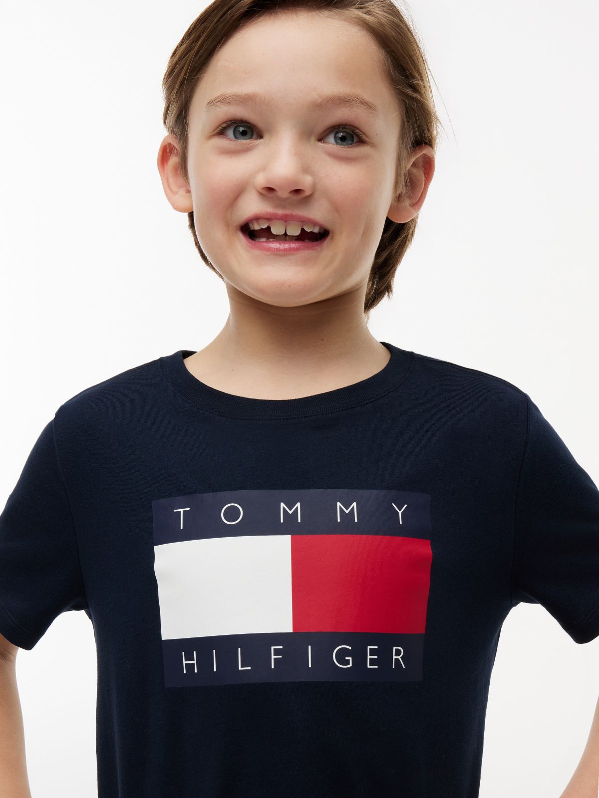 Kids' Tommy Flag Logo T-Shirt — Navy Blue