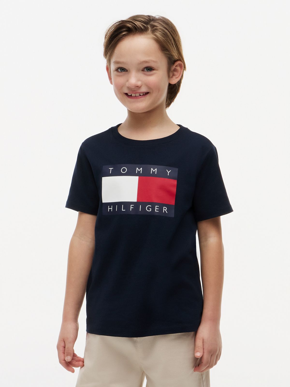 Kids' Tommy Flag Logo T-Shirt — Navy Blue