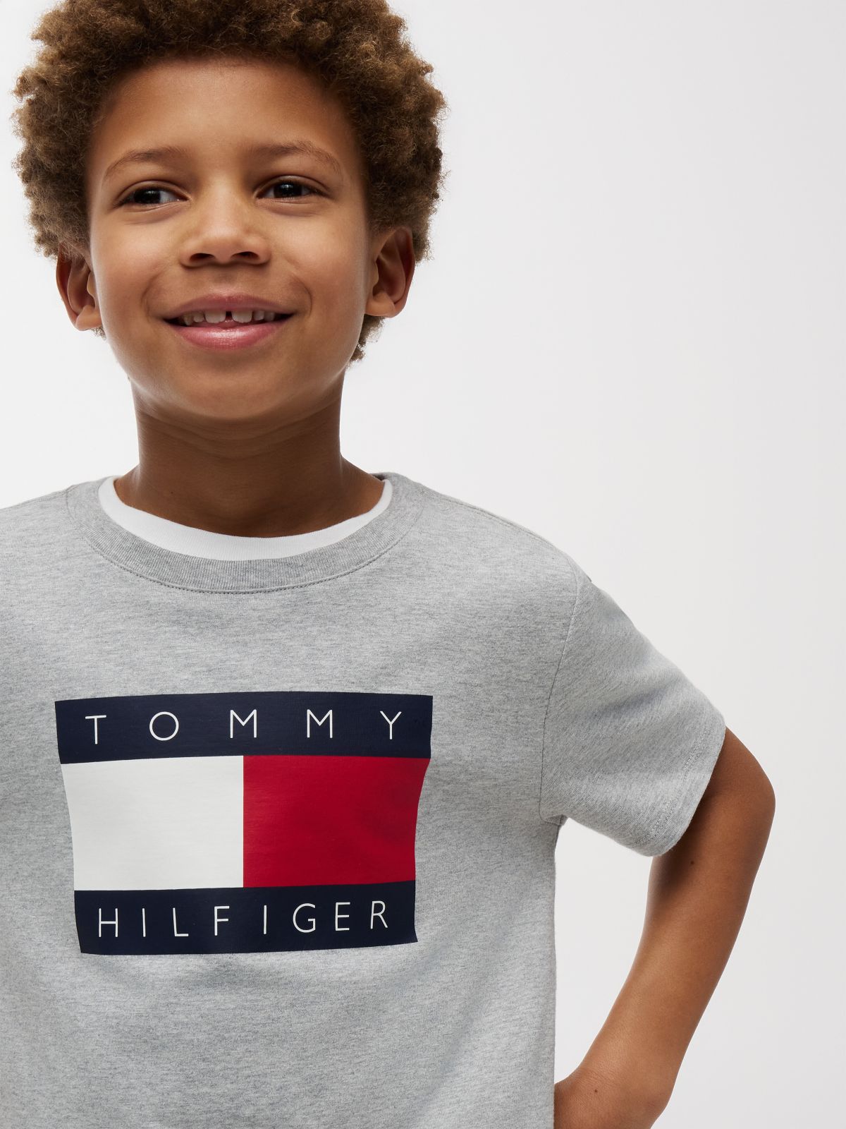 Kids' Tommy Flag Logo T-Shirt — Light Grey Heather