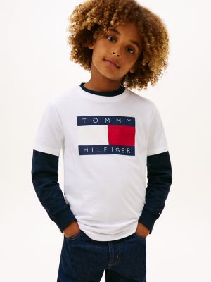 Kids' Tommy Flag Logo T-Shirt, Optic White