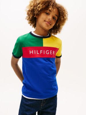 Kids' Hilfiger Logo Colorblock T-Shirt, Wedge Blue