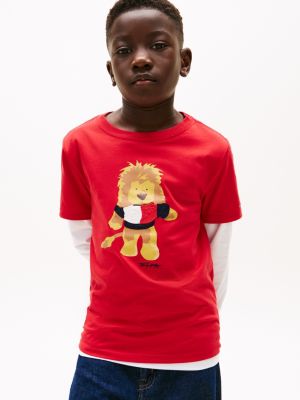 Kids' Lion Logo T-Shirt, Primary Red