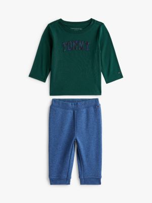 Babies' Plaid Logo T-Shirt & Pant Set, Ornamental Green