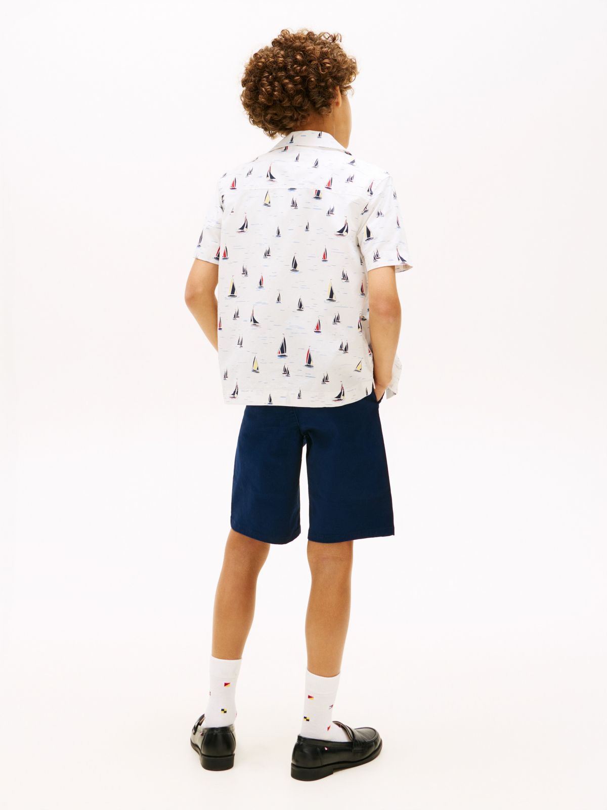 Kids' Allover Sailing Stretch Shirt — Ivory Silk