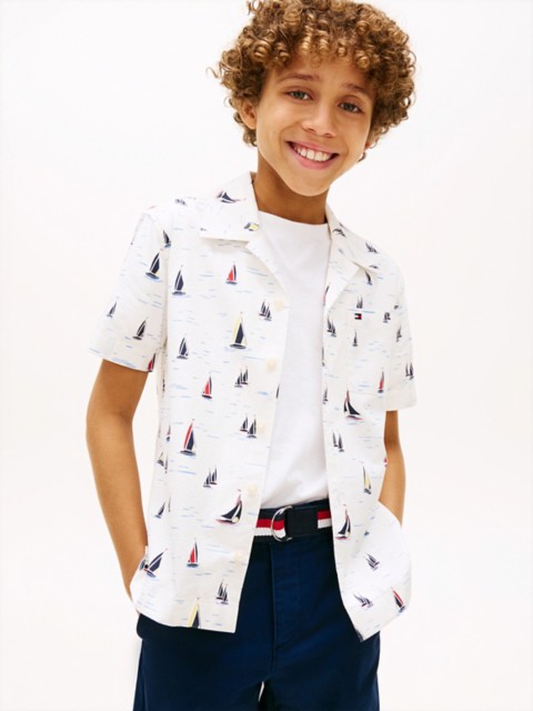 Детские рубашки Tommy Hilfiger Kids' Allover Sailing Stretch Shirt