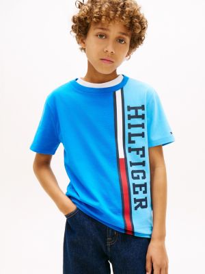 Kids' Vertical Colorblock Logo T-Shirt, Dynamic Blue