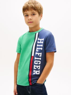 Kids' Vertical Colorblock Logo T-Shirt, Aloha Green