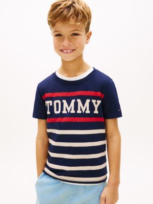 Kids' Tommy Stripe T-Shirt, Carbon Navy