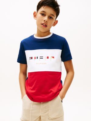 Kids' Multiflag Logo Colorblock T-Shirt, Carbon Navy