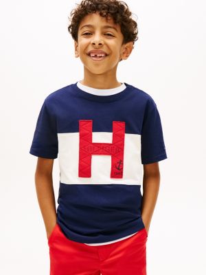 Kids' Nautical H Logo Colorblock T-Shirt, Carbon Navy