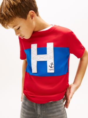 Детские футболки Tommy Hilfiger Kids' Nautical H Logo Colorblock T-Shirt — фото 2
