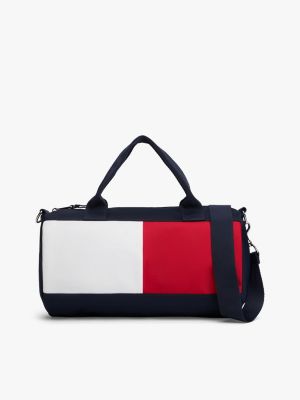 Kids' Colorblock Flag Logo Duffle Bag, Space Blue/Bright White/Medium Red