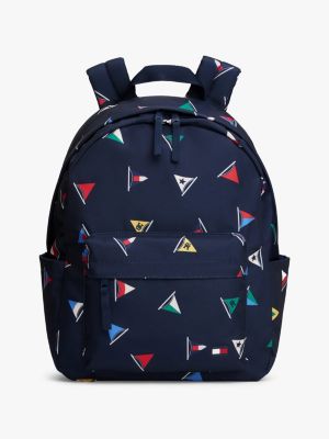 Kids' Allover Sailing Flag Backpack, Carbon Navy Multi