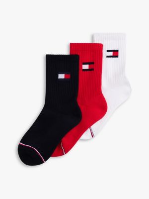 Kids' Flag Logo Crew Sock 3-Pack, Lucent White / Multi