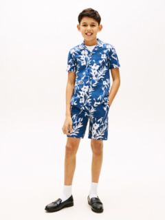 Kids' Linen-Cotton Blend Floral Short — Indigo Blue 2