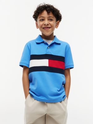 Kids' Colorblock Flag Stretch Polo, Blue Spell
