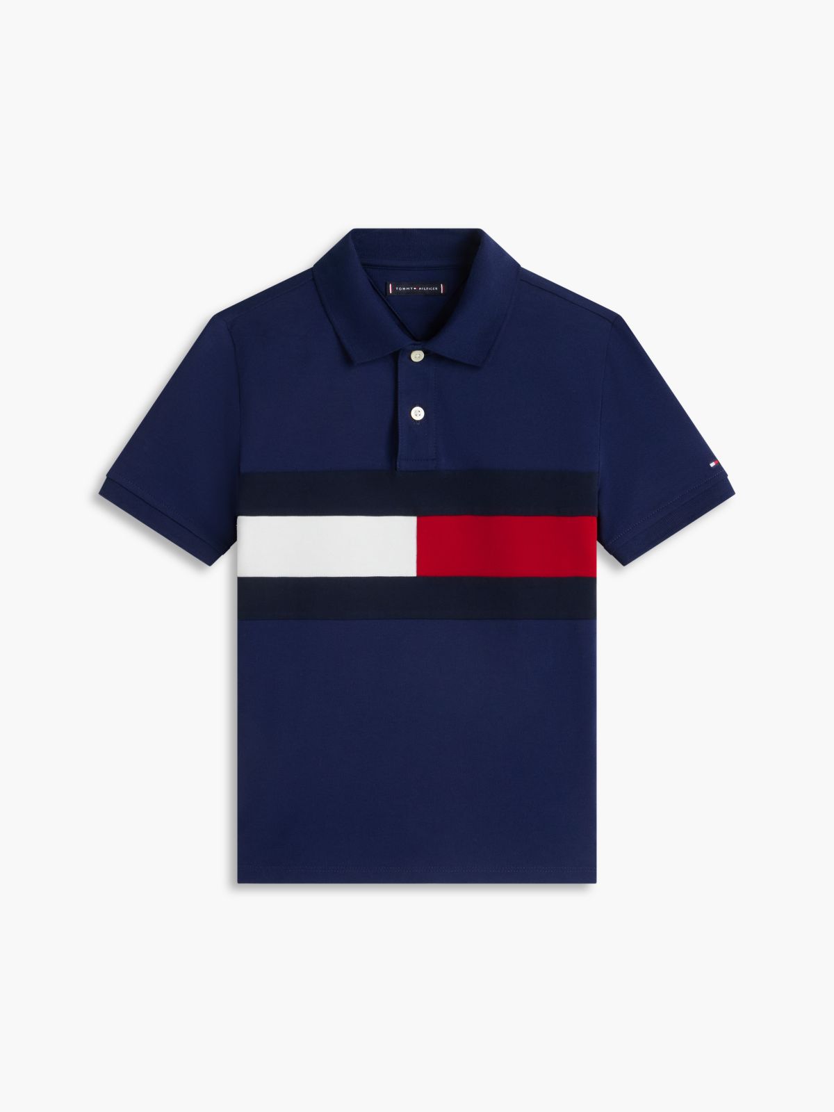 Kids' Colorblock Flag Stretch Polo — Preppy Navy