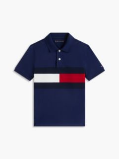 Kids' Colorblock Flag Stretch Polo — Preppy Navy 5