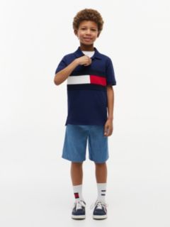 Kids' Colorblock Flag Stretch Polo — Preppy Navy 2