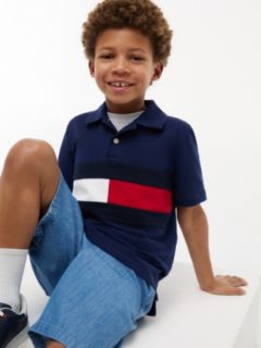 Kids' Colorblock Flag Stretch Polo — Preppy Navy 3