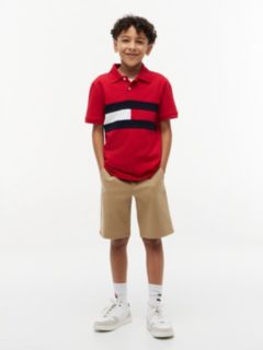 Kids' Colorblock Flag Stretch Polo — Red 2