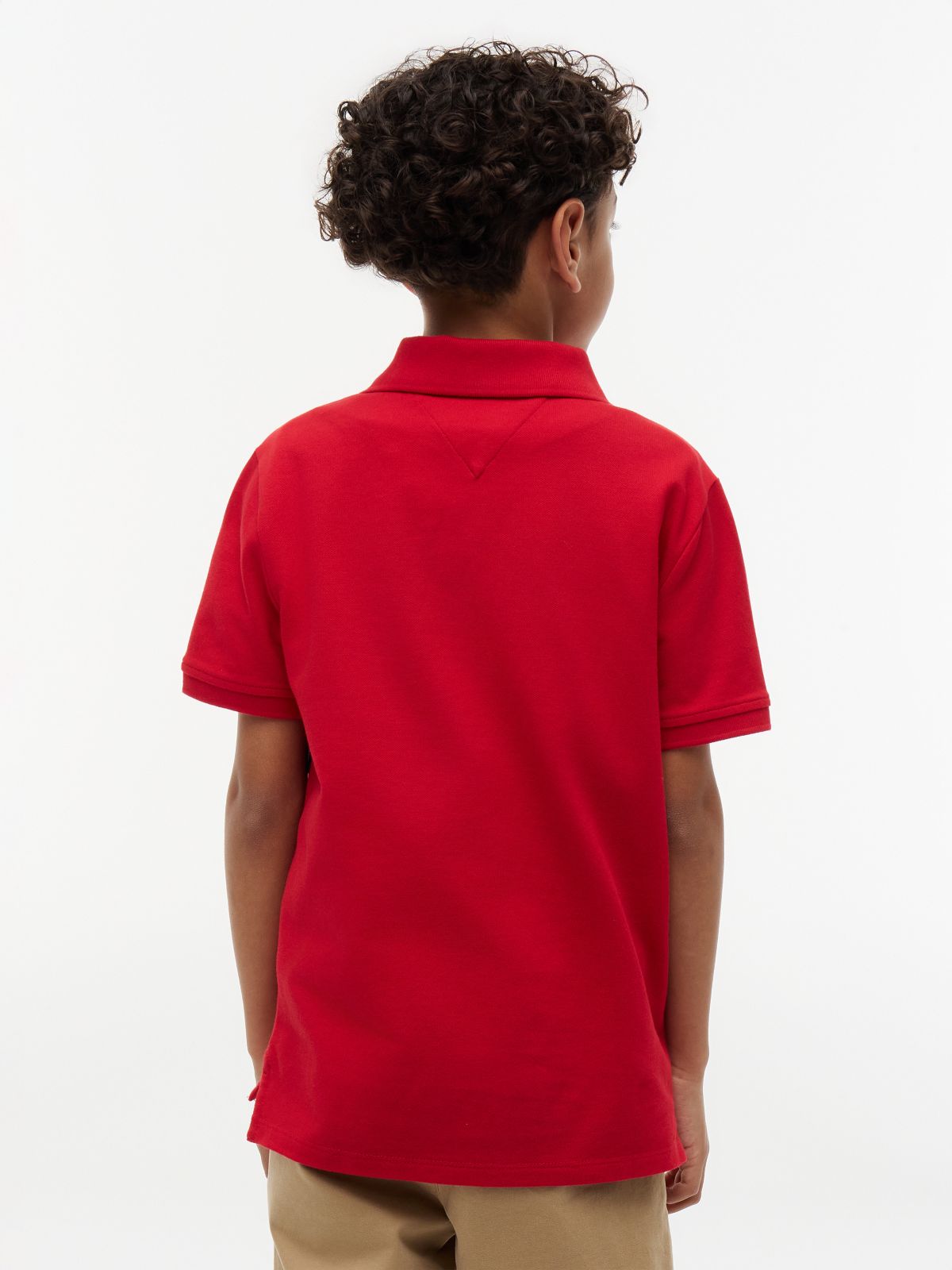 Kids' Colorblock Flag Stretch Polo — Red