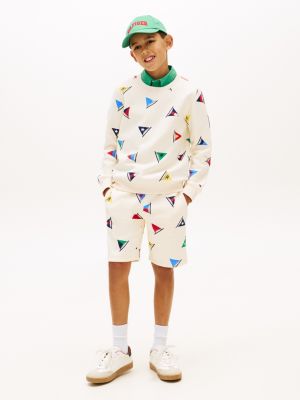 Kids' Allover Sailing Flag Sweatshort, Calico