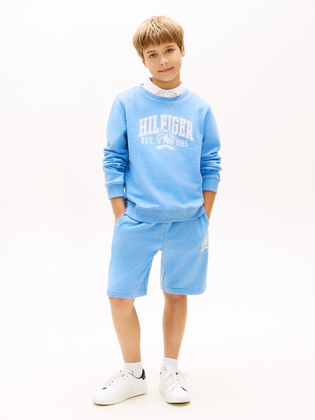Kids' Crest Logo Short — Breezy Blue