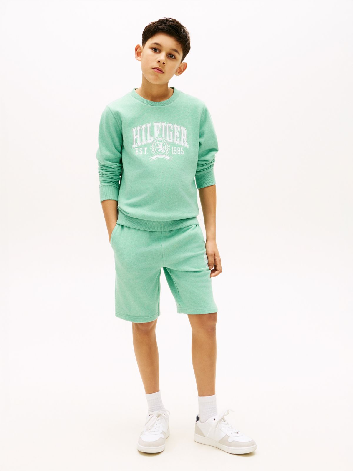 Kids' Crest Logo Short — Lime Green