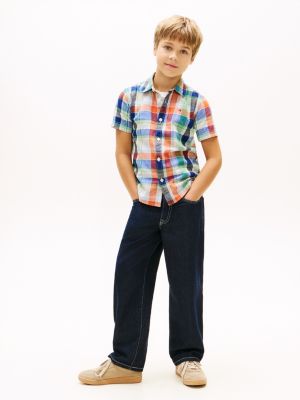 Детские рубашки Tommy Hilfiger Kids' Linen-Cotton Blend Madras Shirt — фото 3