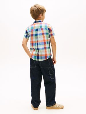 Детские рубашки Tommy Hilfiger Kids' Linen-Cotton Blend Madras Shirt — фото 4
