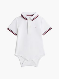 Babies' Tommy Wicking Polo Onesie — White 1
