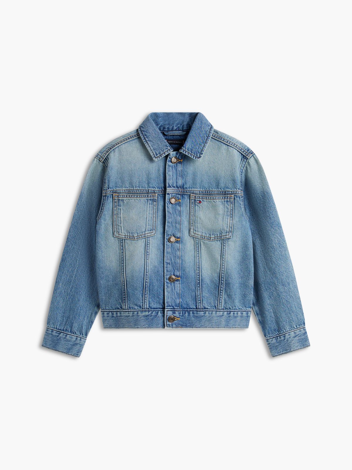 Kids' Hilfiger Flag Denim Jacket — Med Wash