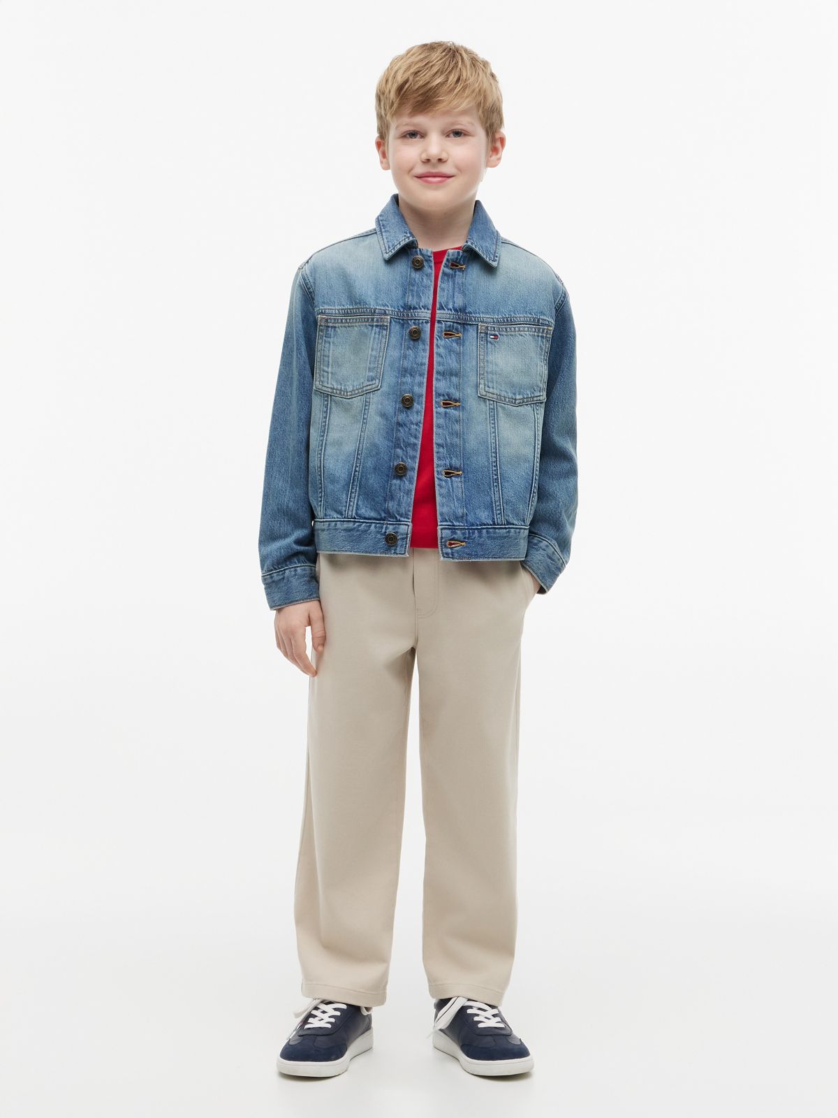 Kids' Hilfiger Flag Denim Jacket — Med Wash